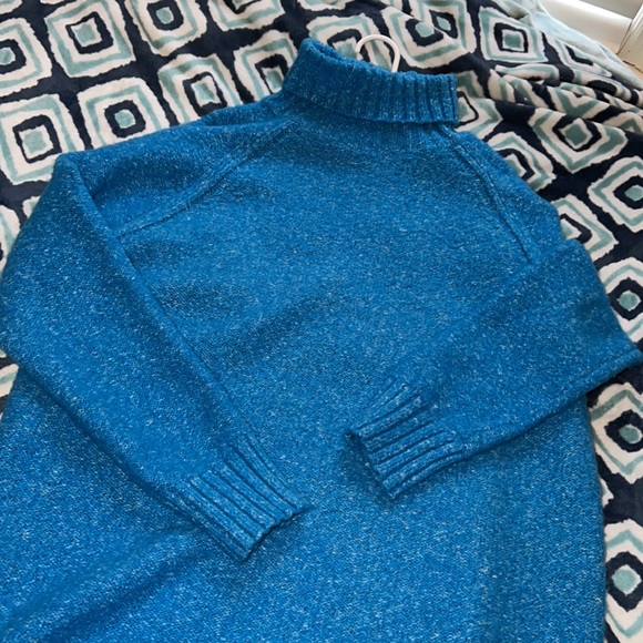 All Chill Bright Blue Knit Turtleneck Sweater Dress - Picture 8 of 15